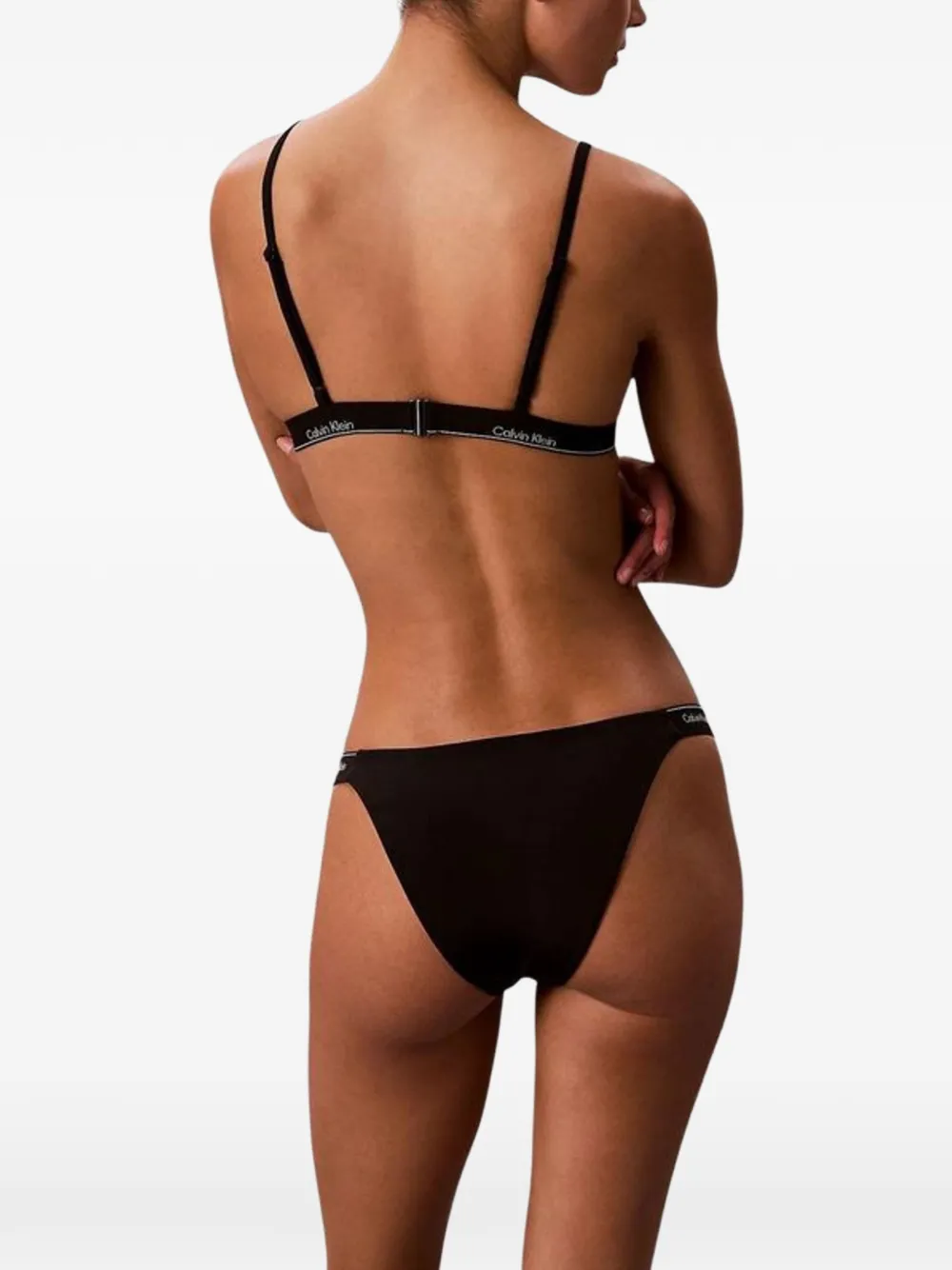 Calvin Klein Jeans logo-tape bikini top Zwart