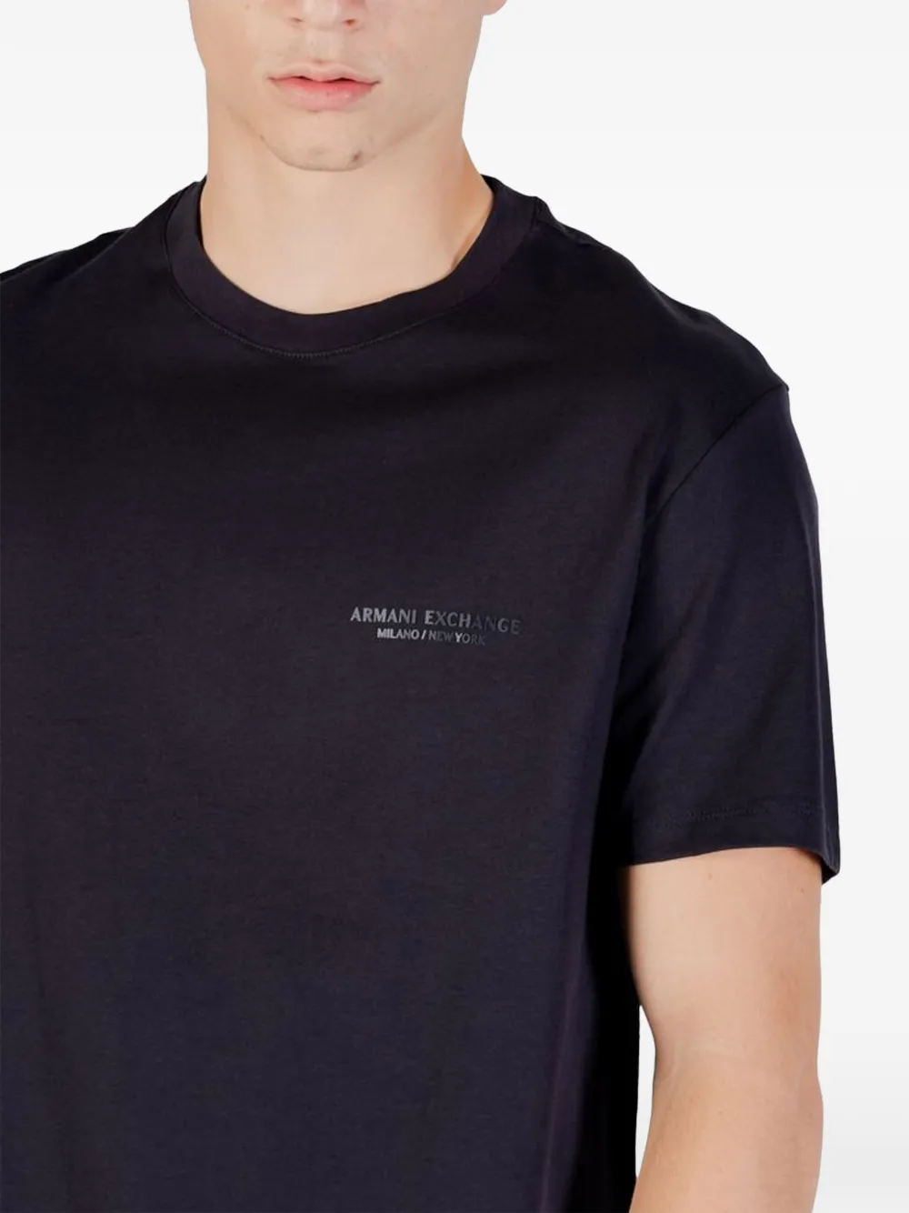 Armani Exchange logo-print T-shirt Blauw