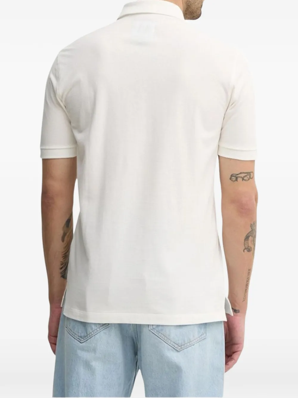 Armani Exchange logo-embroidered polo shirt Wit