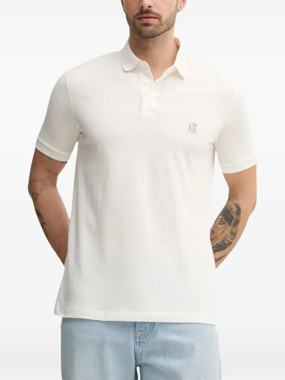 Armani Exchange logo-embroidered polo shirt - Bianco