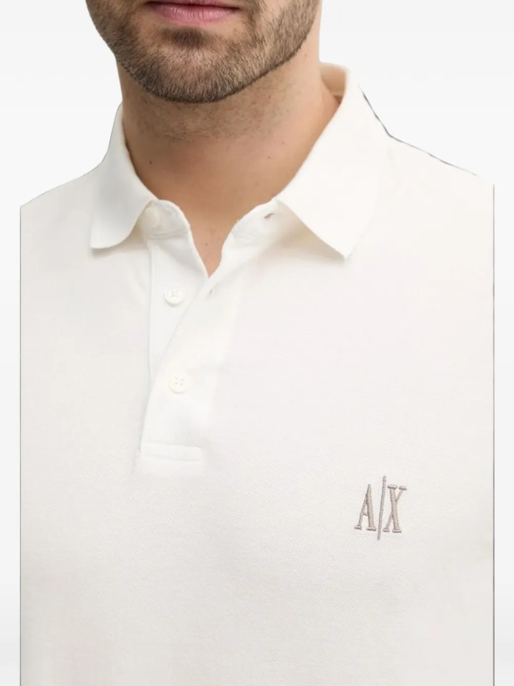 Armani Exchange logo-embroidered polo shirt Wit