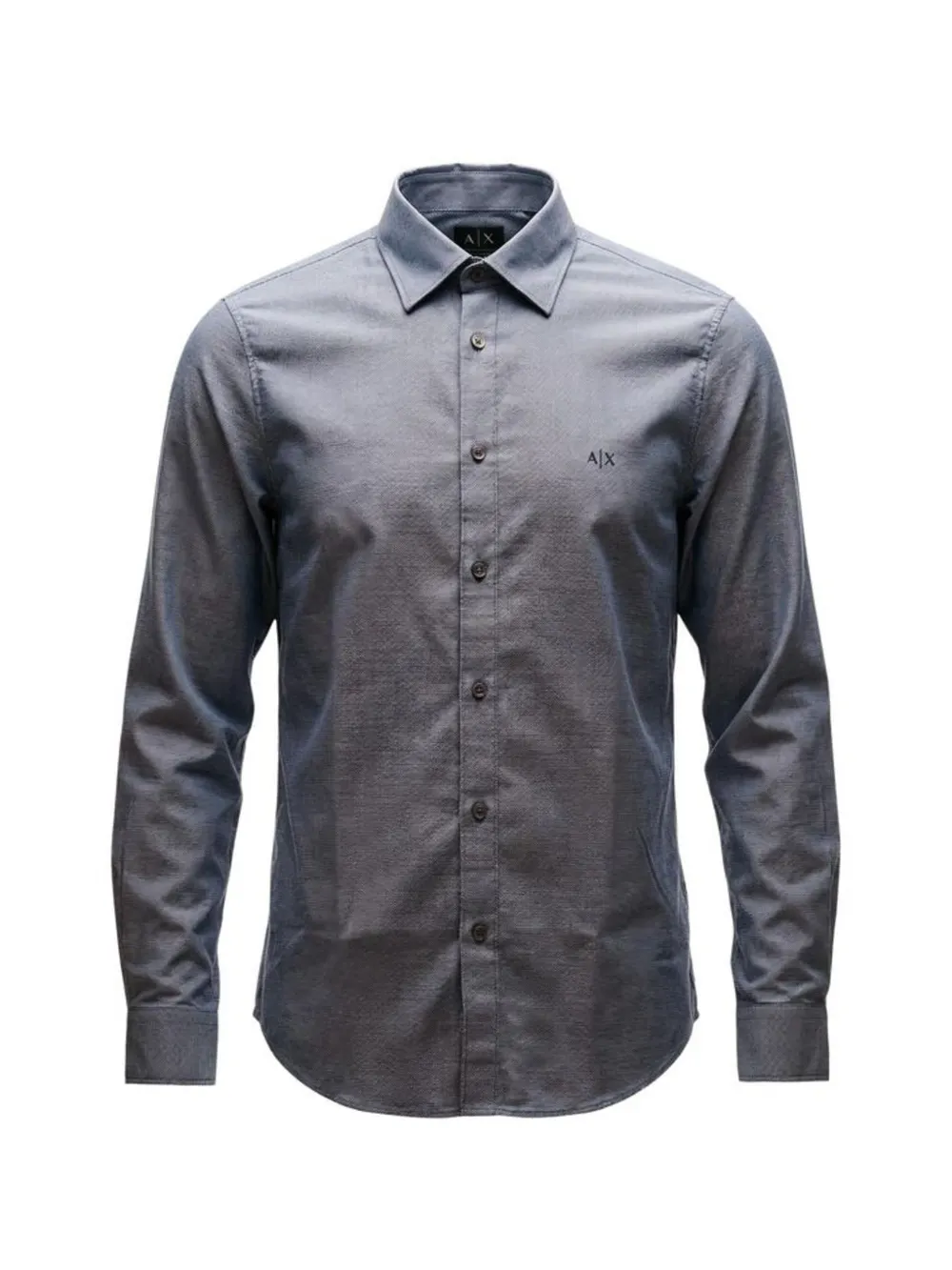 Armani Exchange logo-embroidered long-sleeve shirt - Blu