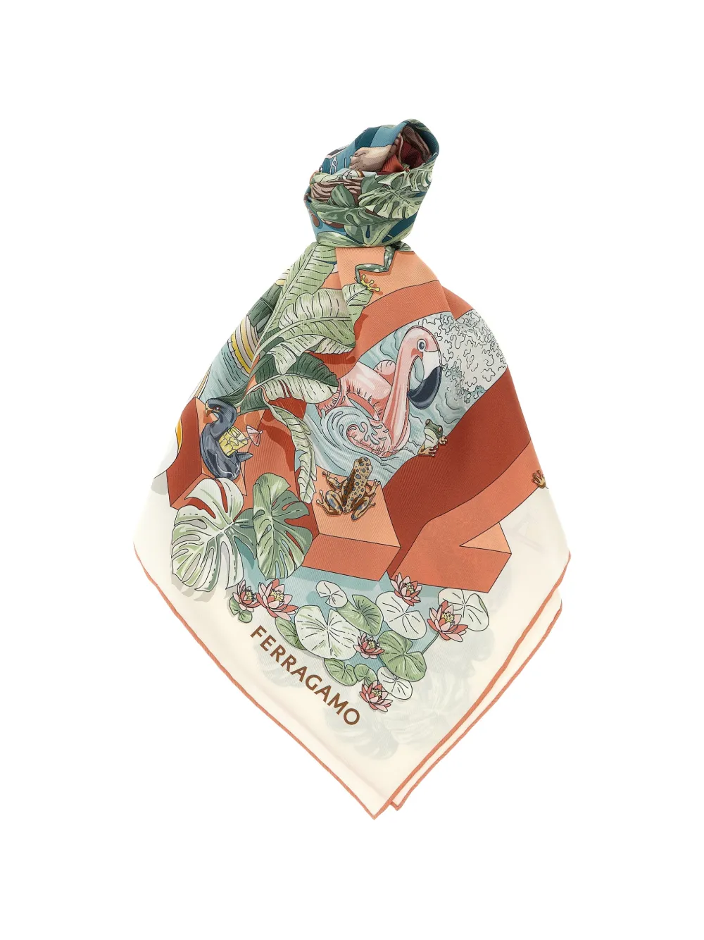 Ferragamo Sjaal met dierenprint Beige