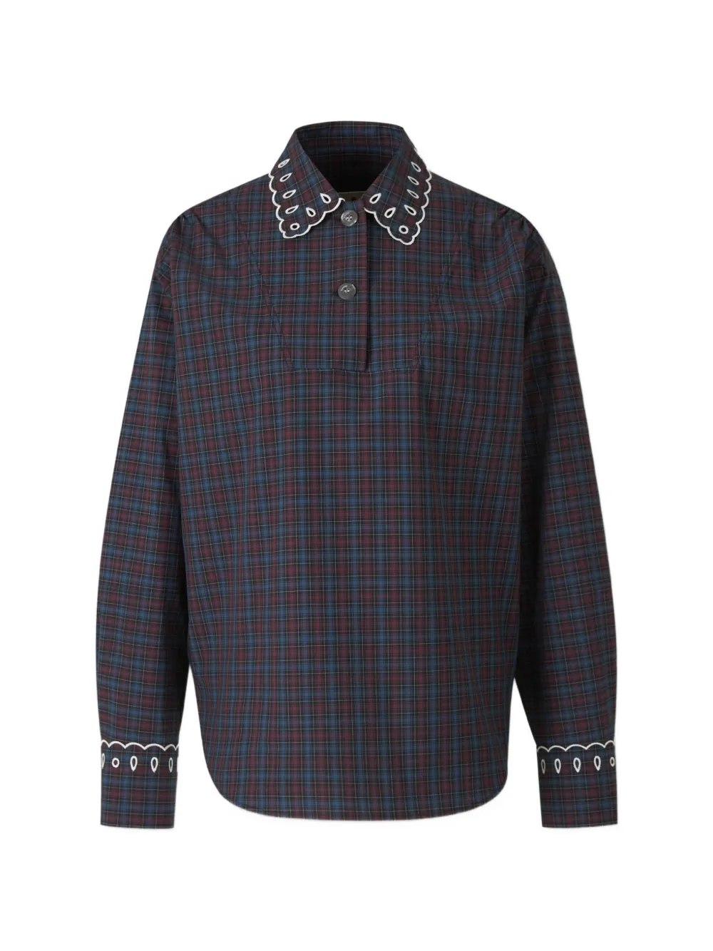 Marni check-pattern scallop-trim polo shirt - Violett