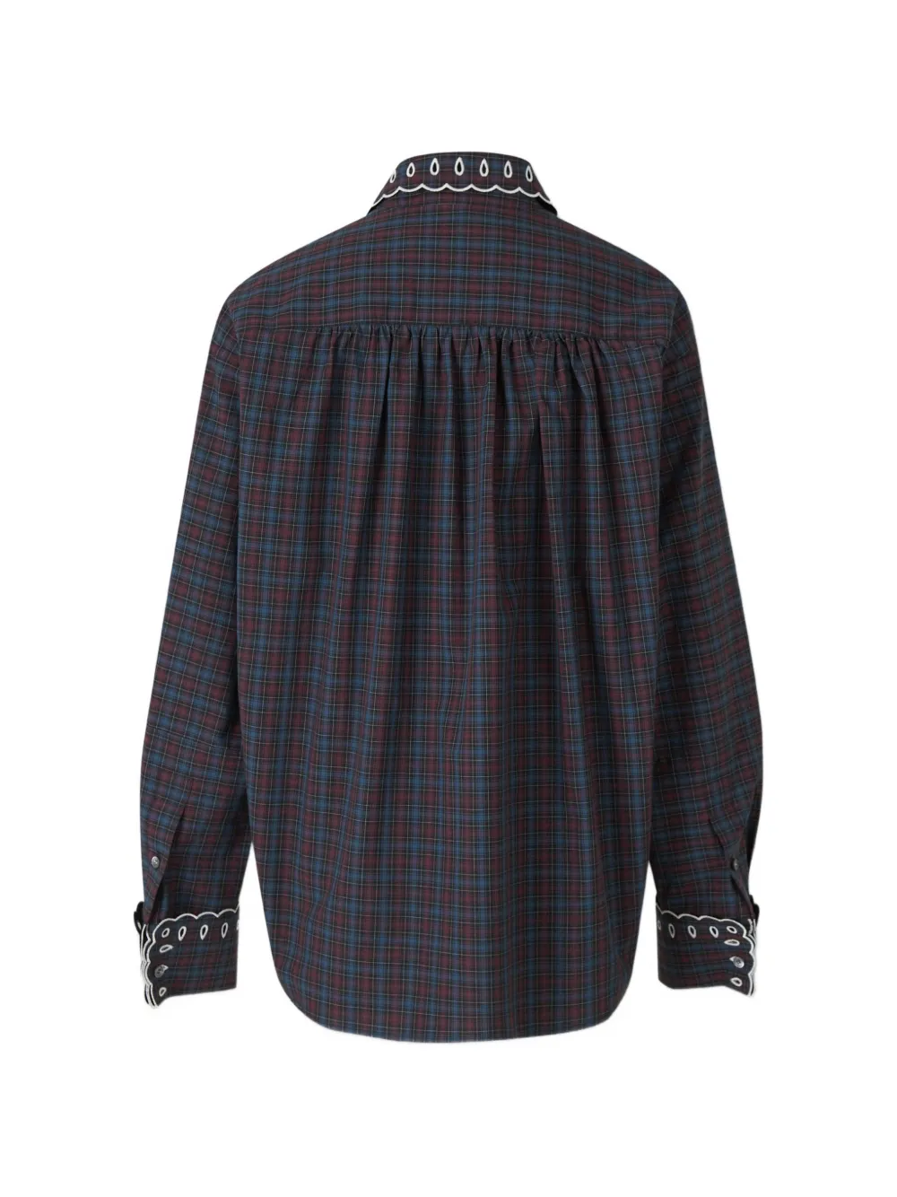 Marni check-pattern scallop-trim polo shirt Paars