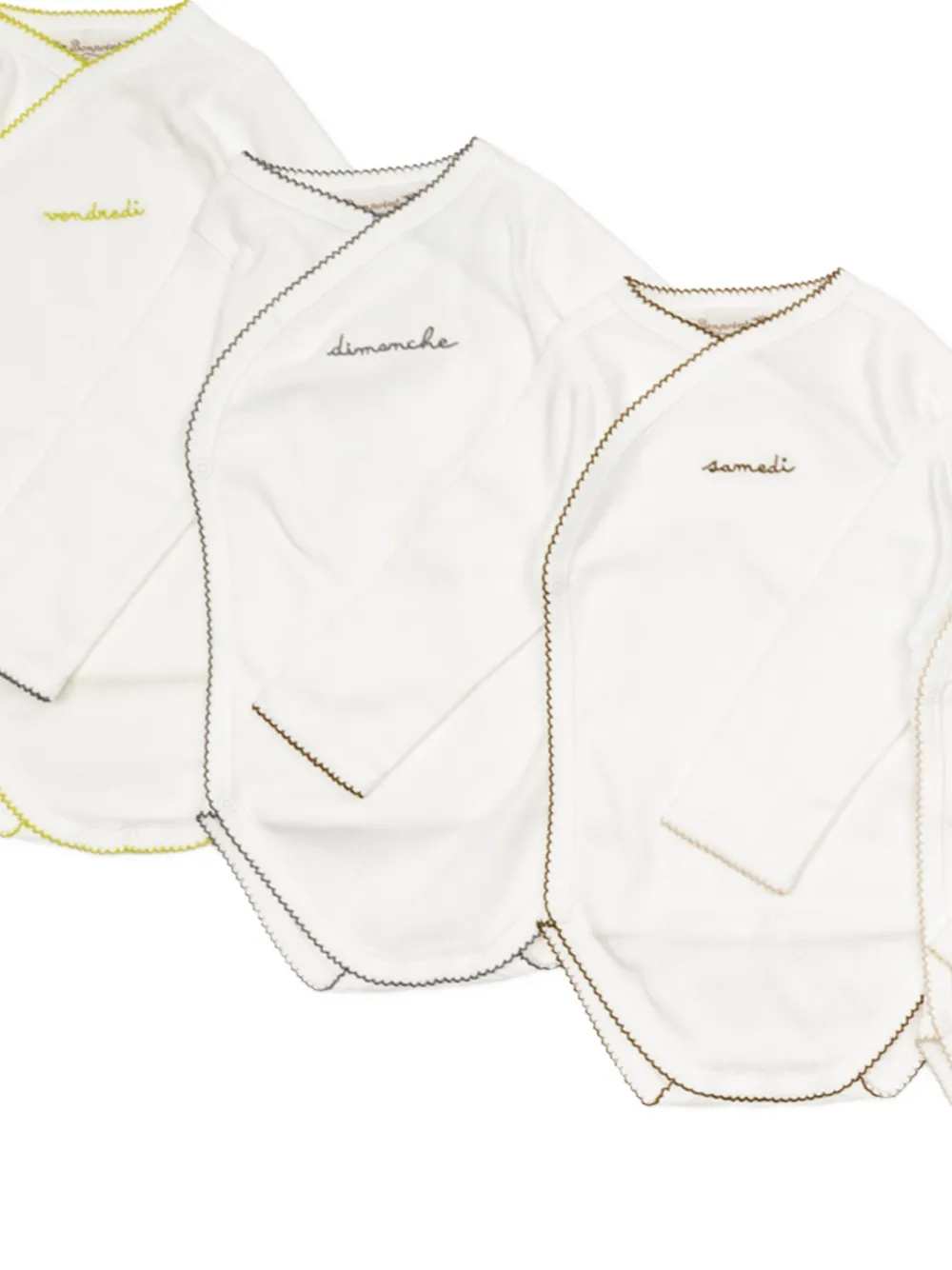 Bonpoint embroidered wrap-style bodysuit (set of seven) Wit