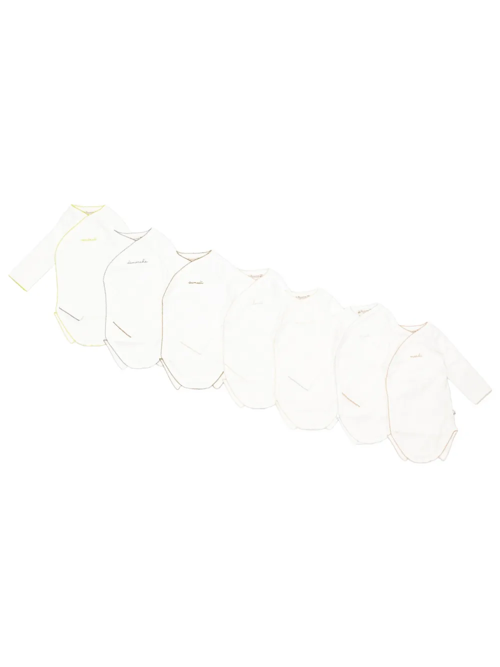 Bonpoint embroidered wrap-style bodysuit (set of seven) Wit