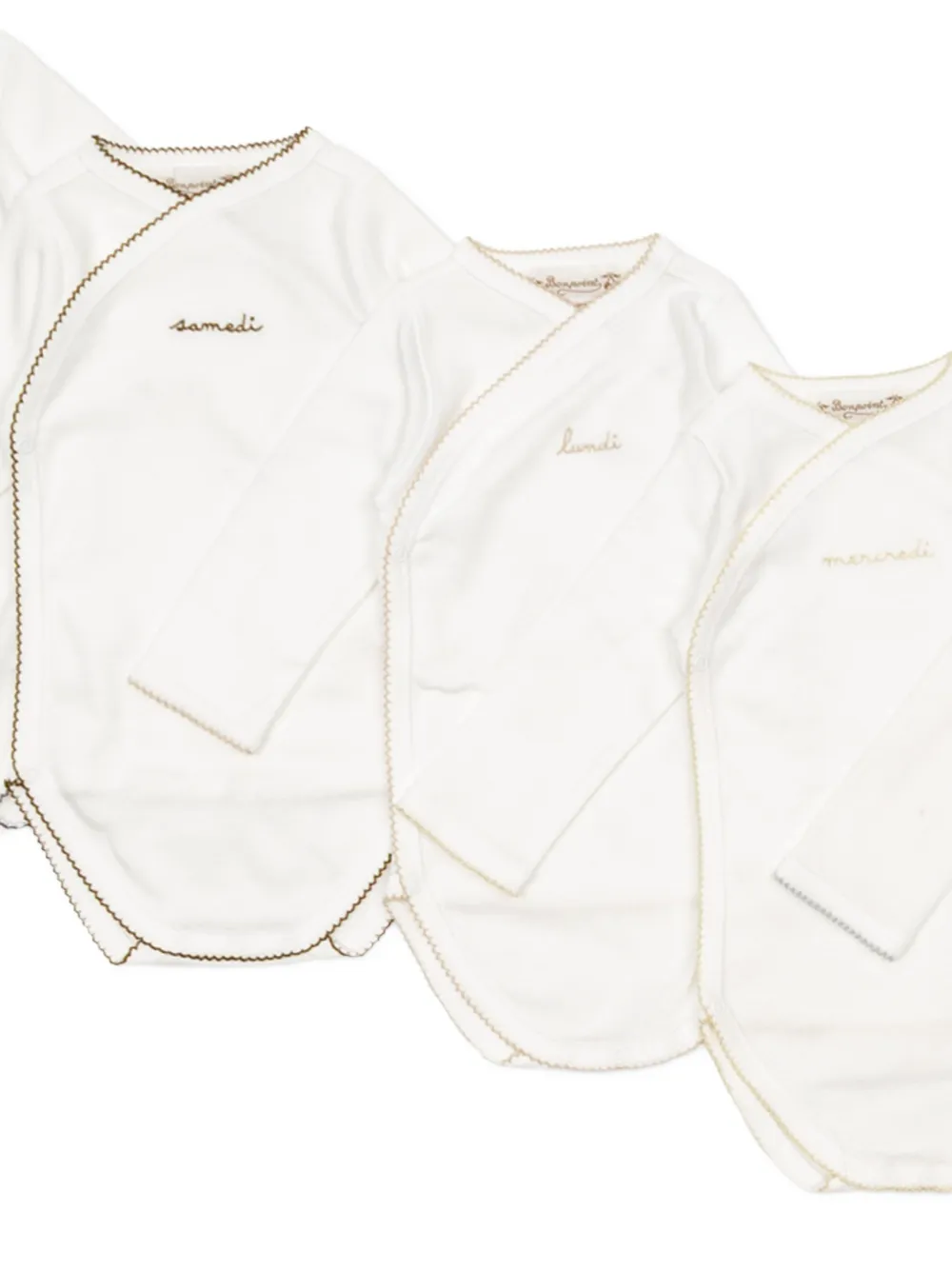 Bonpoint embroidered wrap-style bodysuit (set of seven) Wit