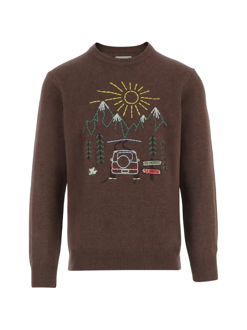 MC2 Saint Barth Heron mountain-embroidery sweater Bruin