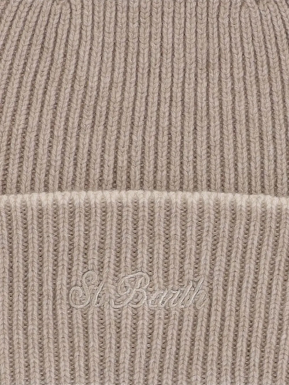 MC2 Saint Barth logo-embroidered ribbed-knit beanie hat Beige