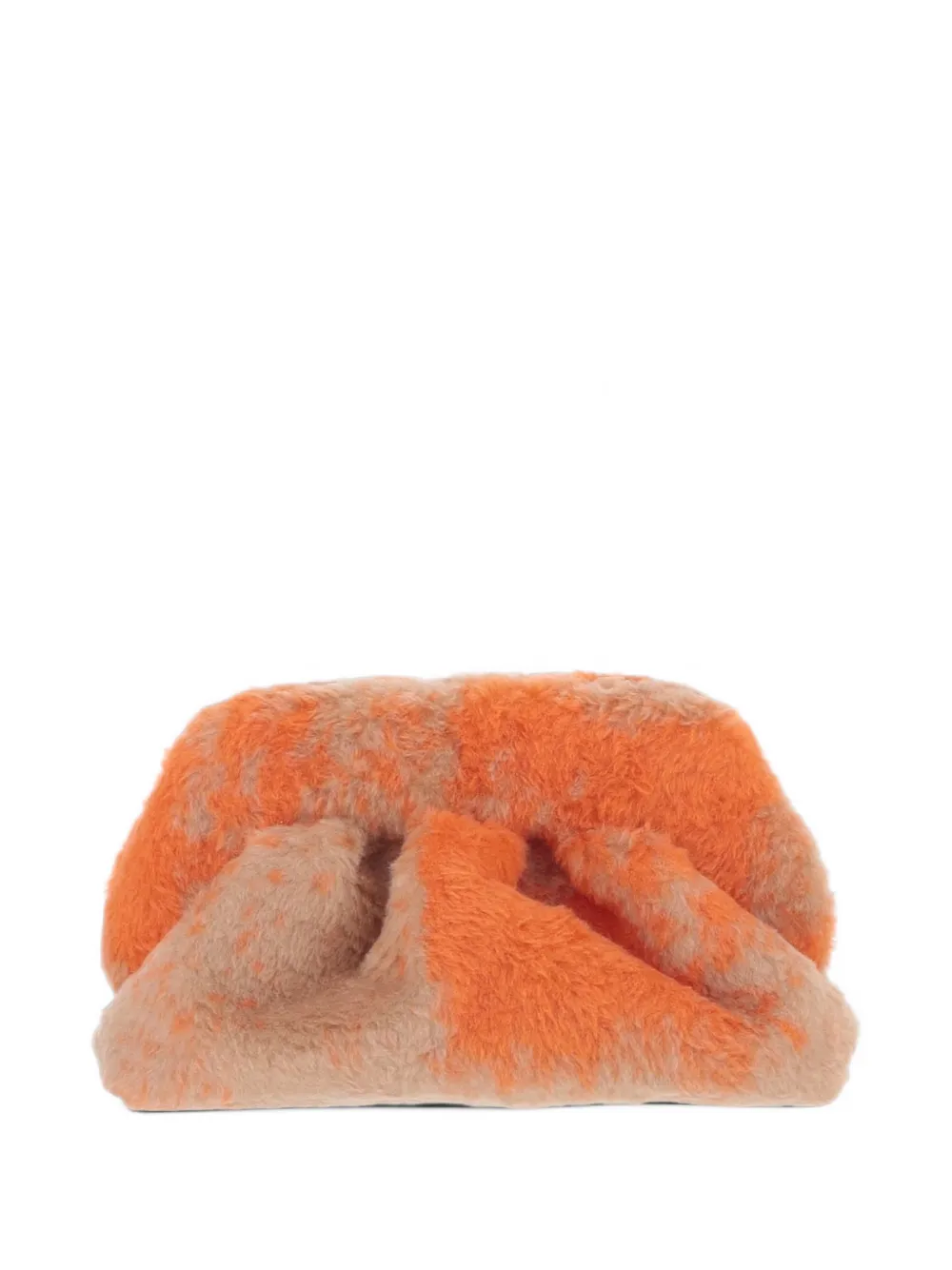 Themoirè faux-fur ruched clutch bag - Arancione