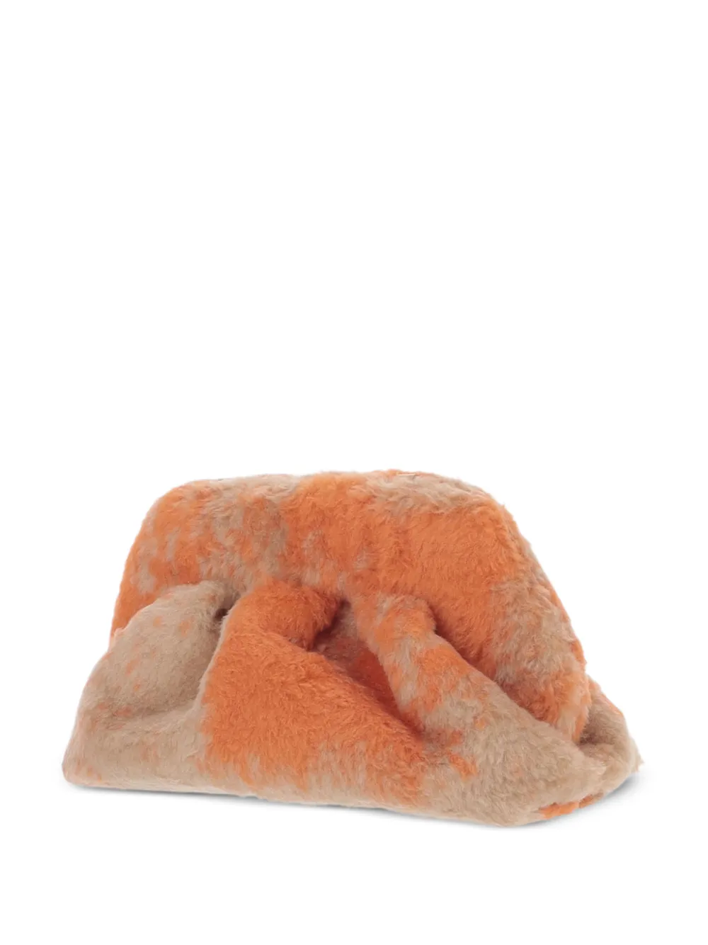 Themoirè Clutch van imitatiebont met ruches Oranje