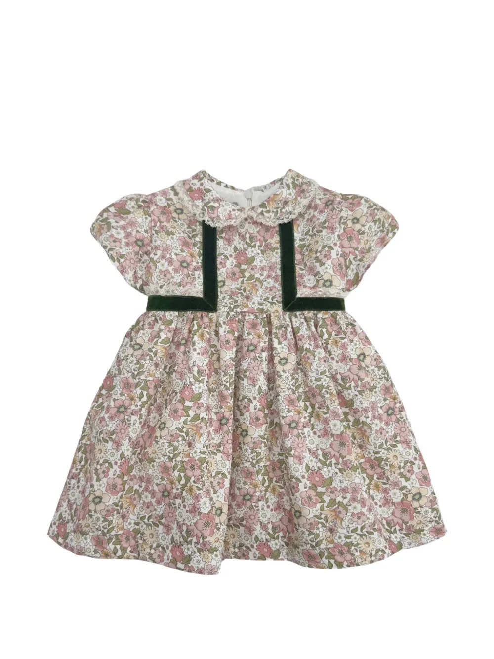 La Stupenderia floral-print lace-trim dress Wit