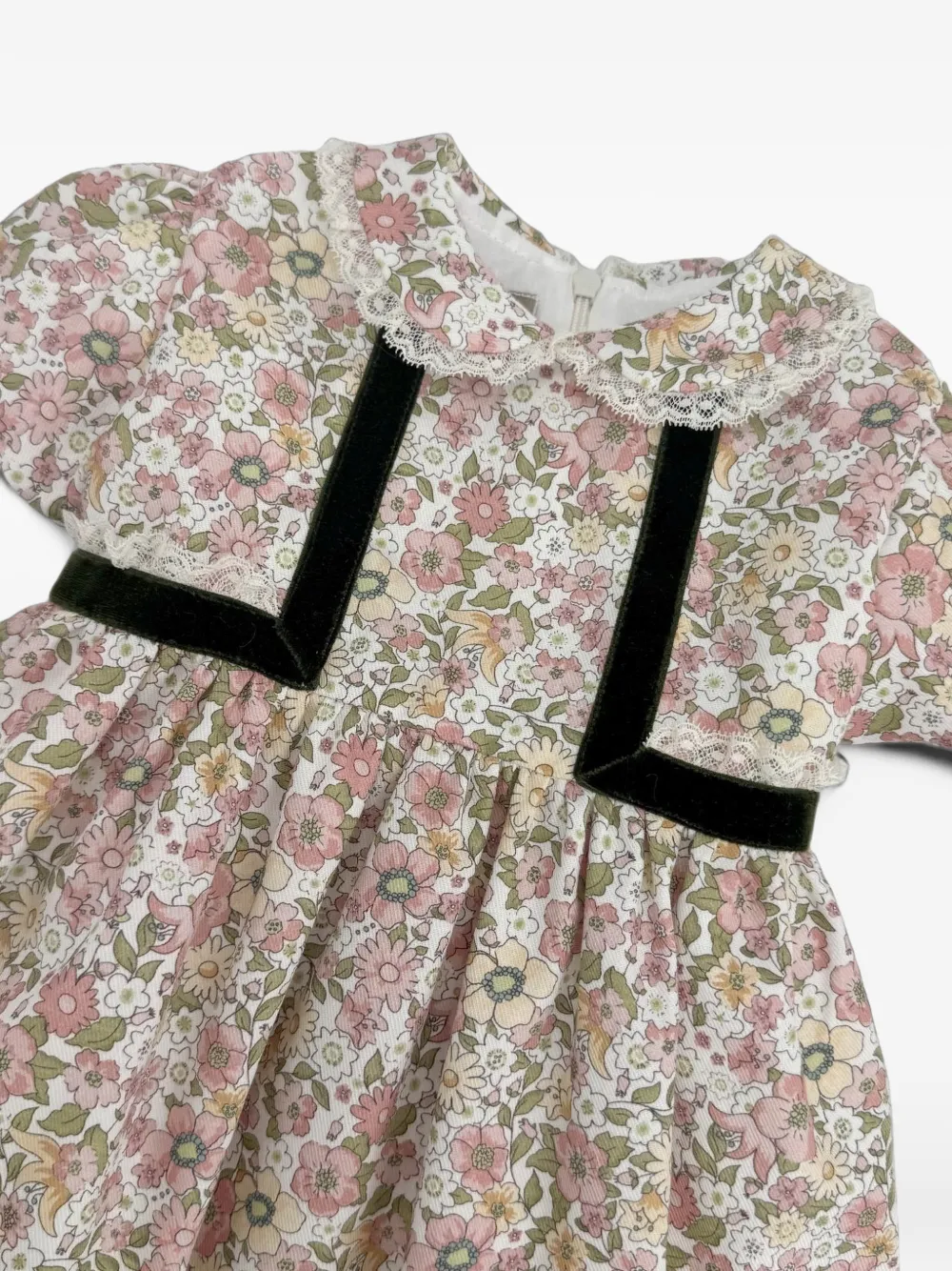 La Stupenderia floral-print lace-trim dress Wit