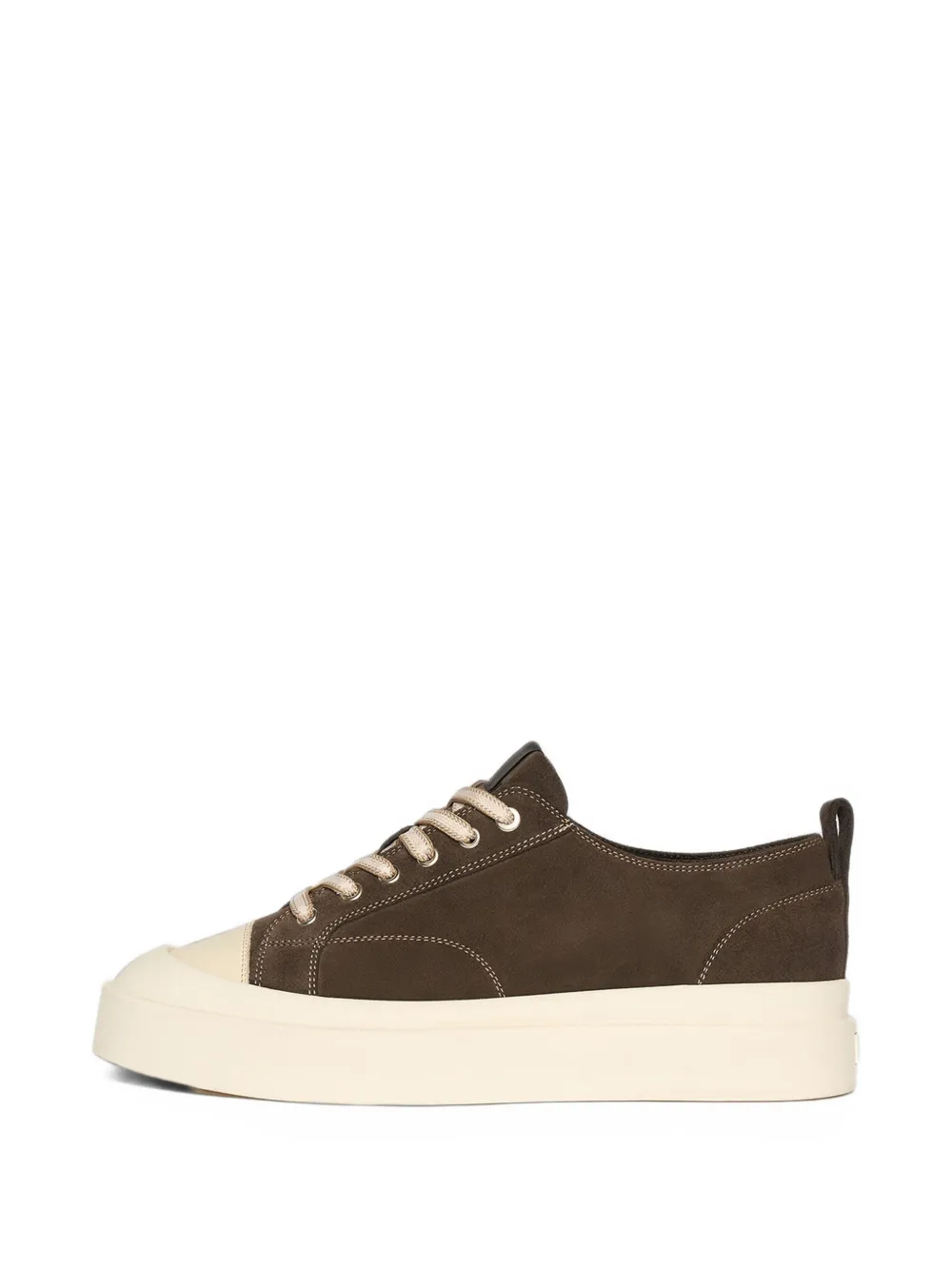 Manière De Voir Vienna in brown suede contrast-stitch sneakers - Marrone