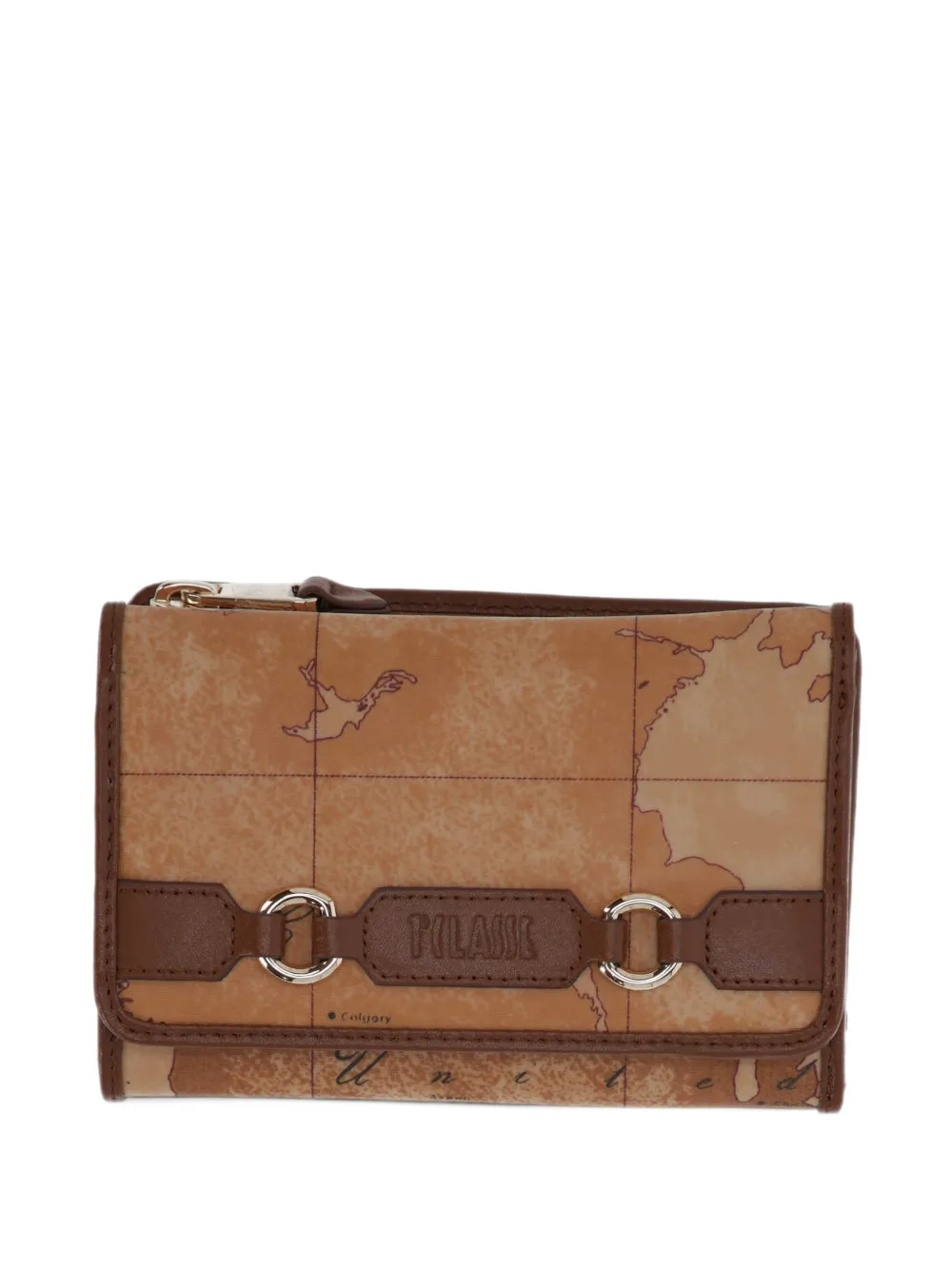 ALVIERO MARTINI 1° CLASSE Geo Map-print logo-plaque wallet - Marrone
