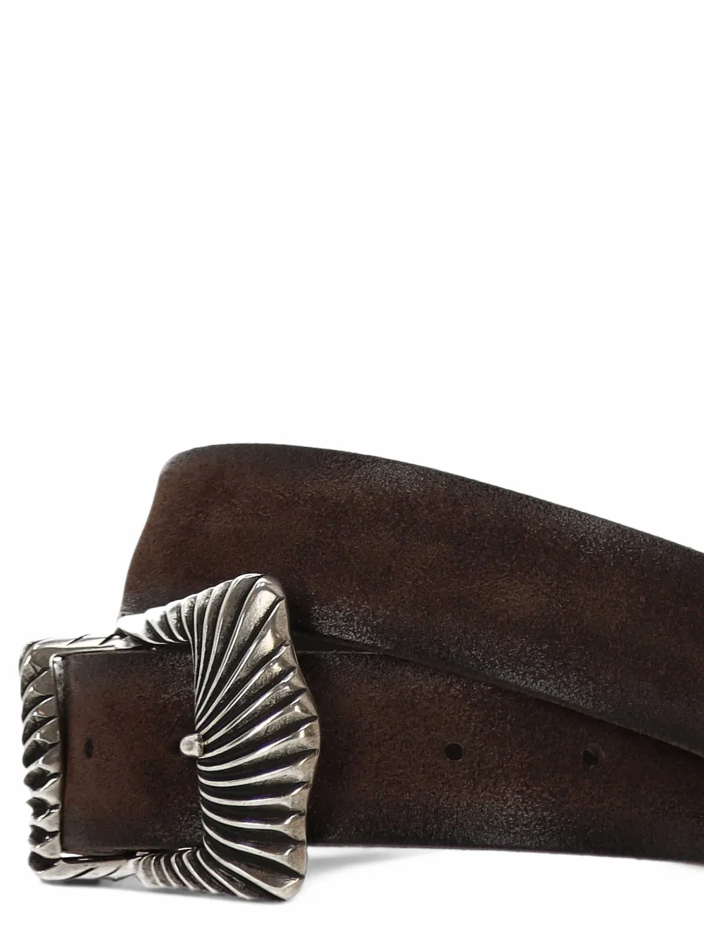 Orciani sculptural-buckle leather belt Bruin