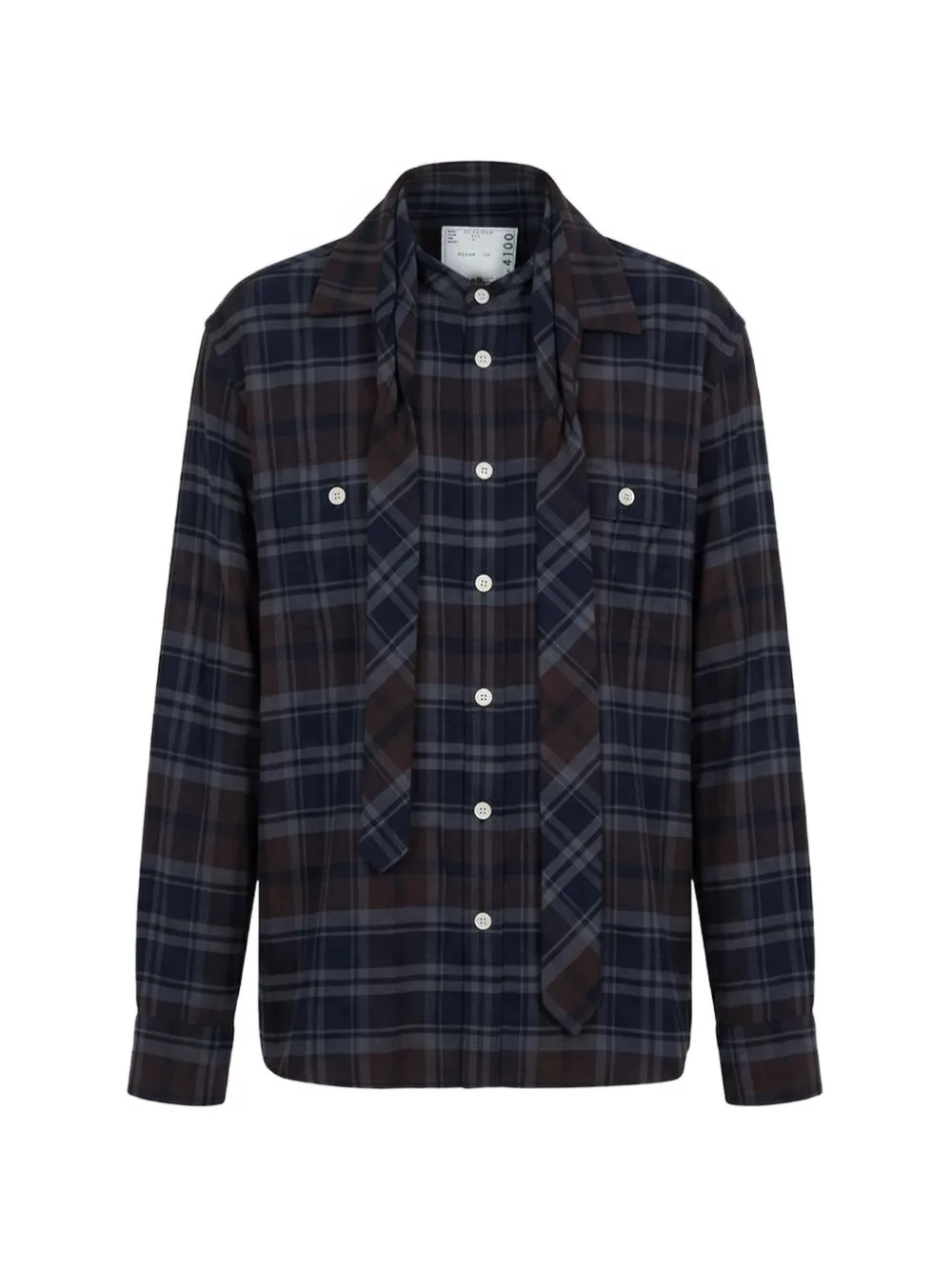 Sacai plaid-check flannel shirt Blauw