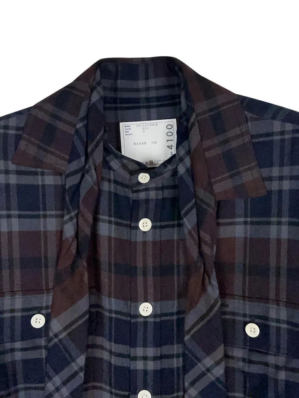 sacai plaid-check flannel shirt Blauw