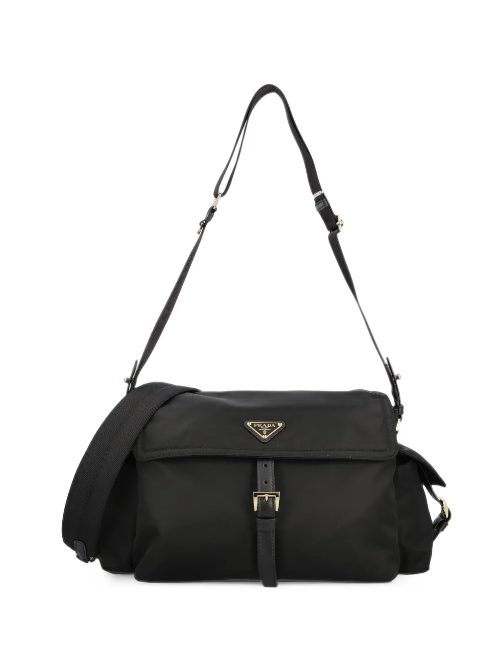 Prada Explore large Re-Nylon shoulder bag with flap Zwart