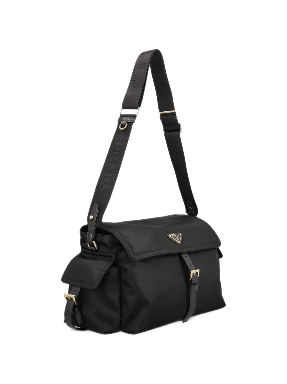 Prada Explore large Re-Nylon shoulder bag with flap Zwart