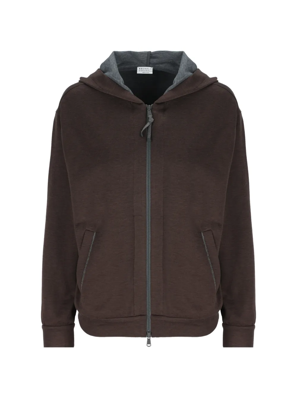 Brunello Cucinelli Interlock top with hood and precious Bruin