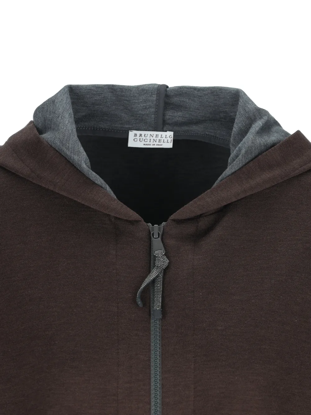 Brunello Cucinelli Interlock top with hood and precious Bruin