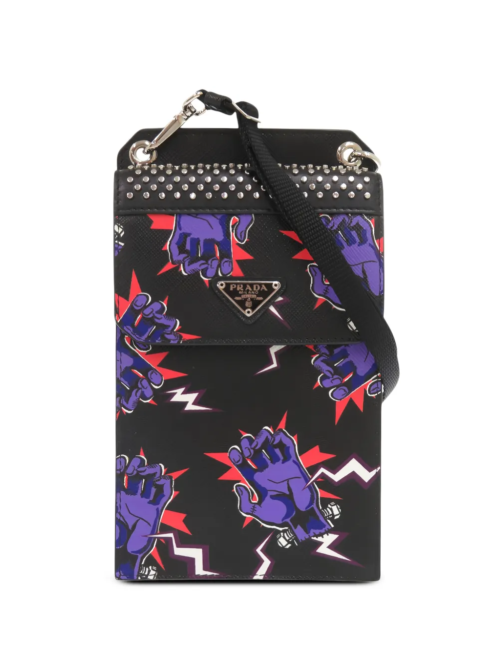 Prada Pre-Owned 2000-2013 Universal Studios Saffiano Frankenstein Phone Holder crossbody bag - Nero