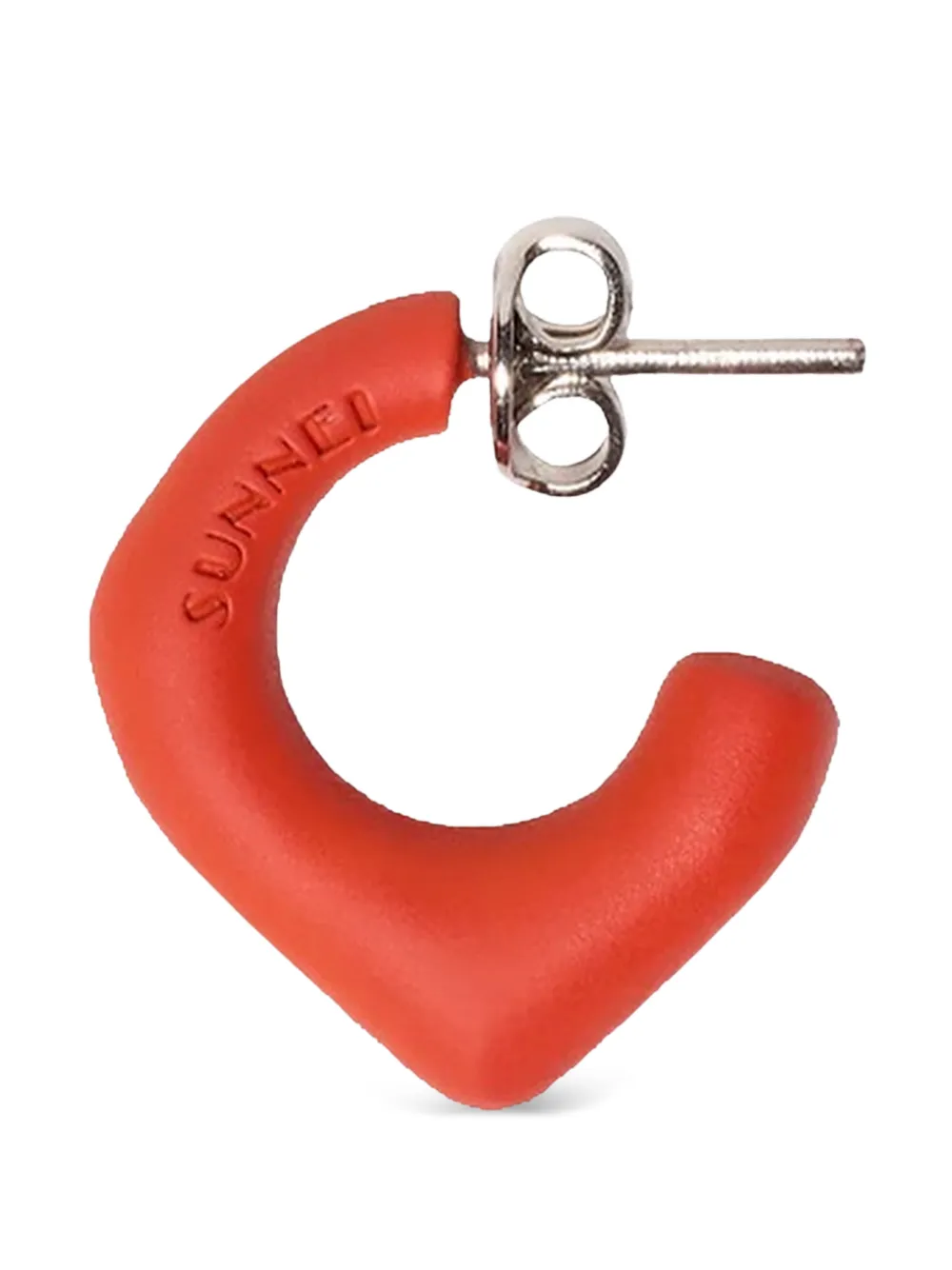 Sunnei half-hoop logo-embossed earrings - Rosso