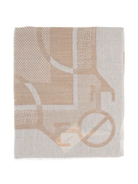 Borbonese logo-print fringed scarf
