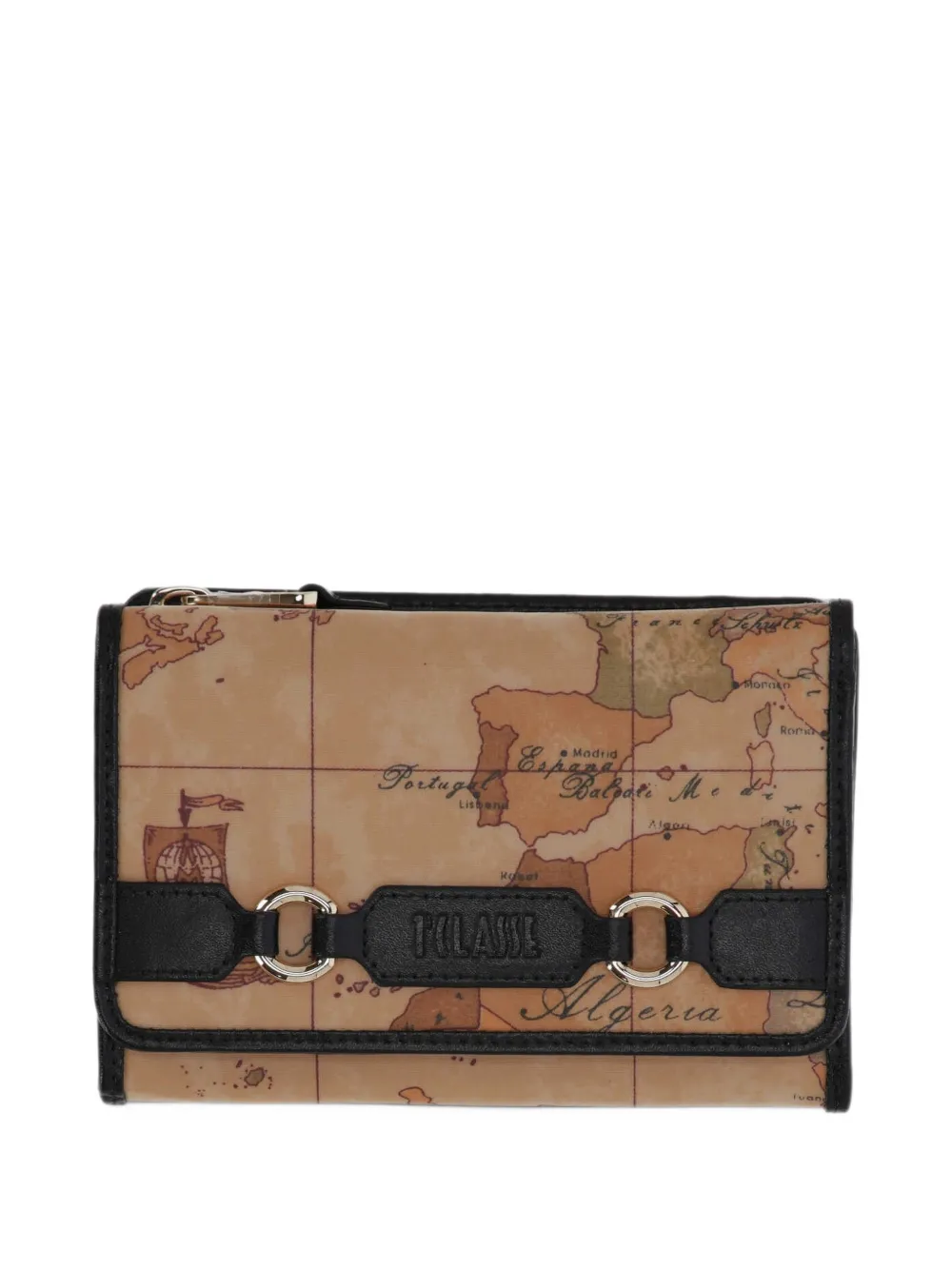 ALVIERO MARTINI 1° CLASSE Geo Classic map-print wallet - Nero