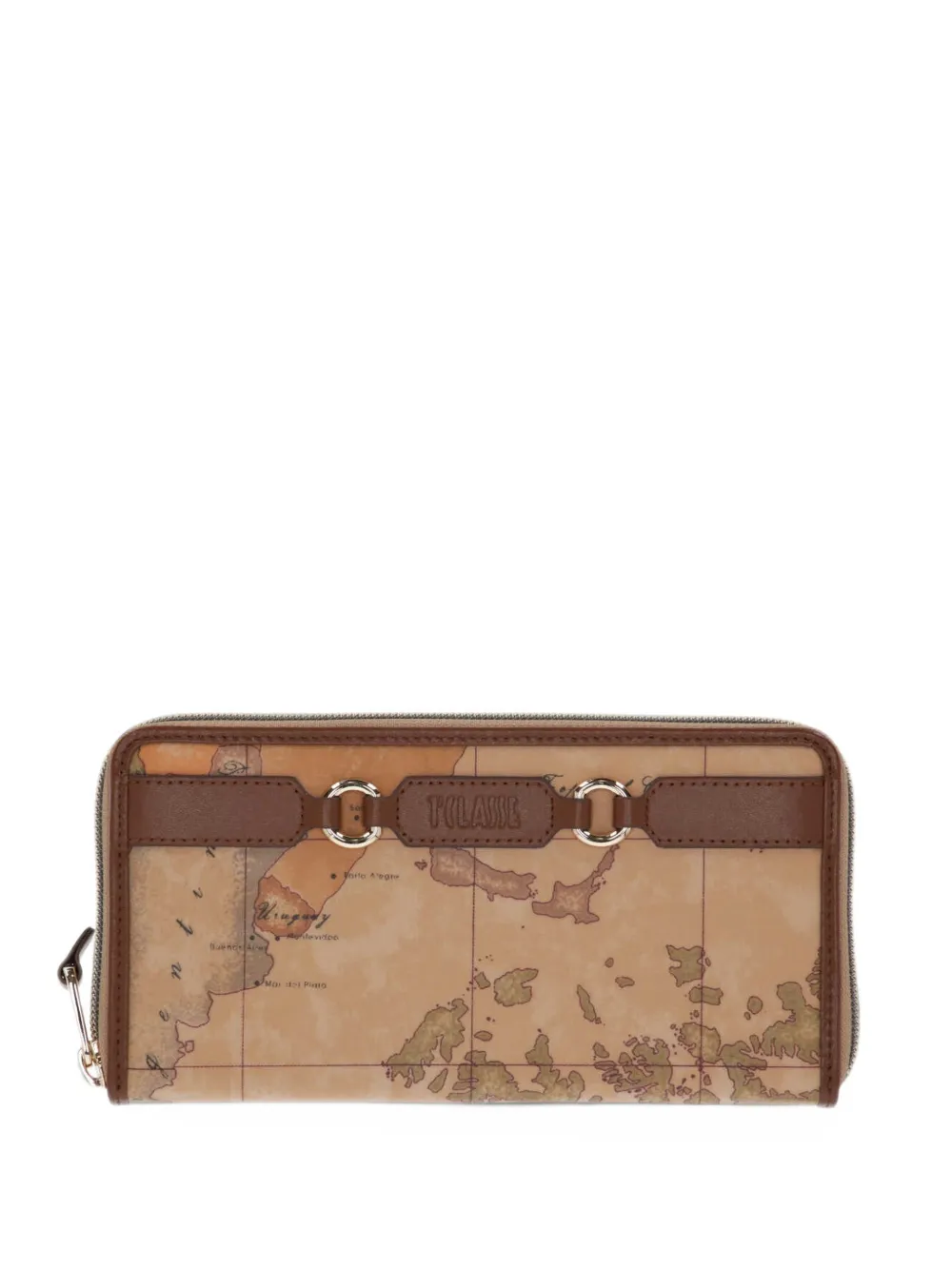 ALVIERO MARTINI 1° CLASSE Geo Classic map-print wallet - Marrone