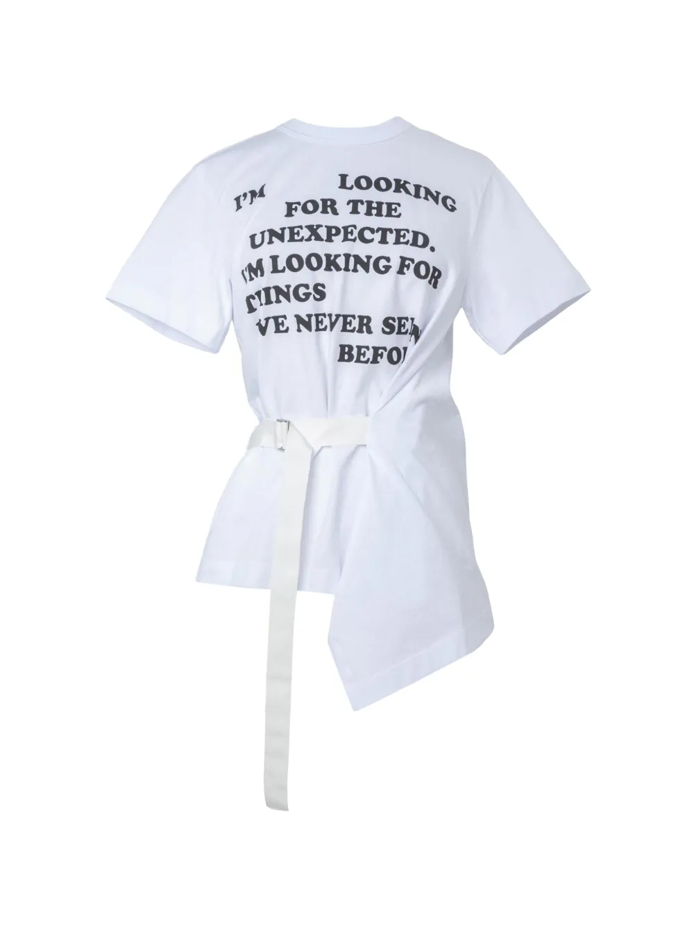 Sacai belted asymmetric-hem T-shirt Wit