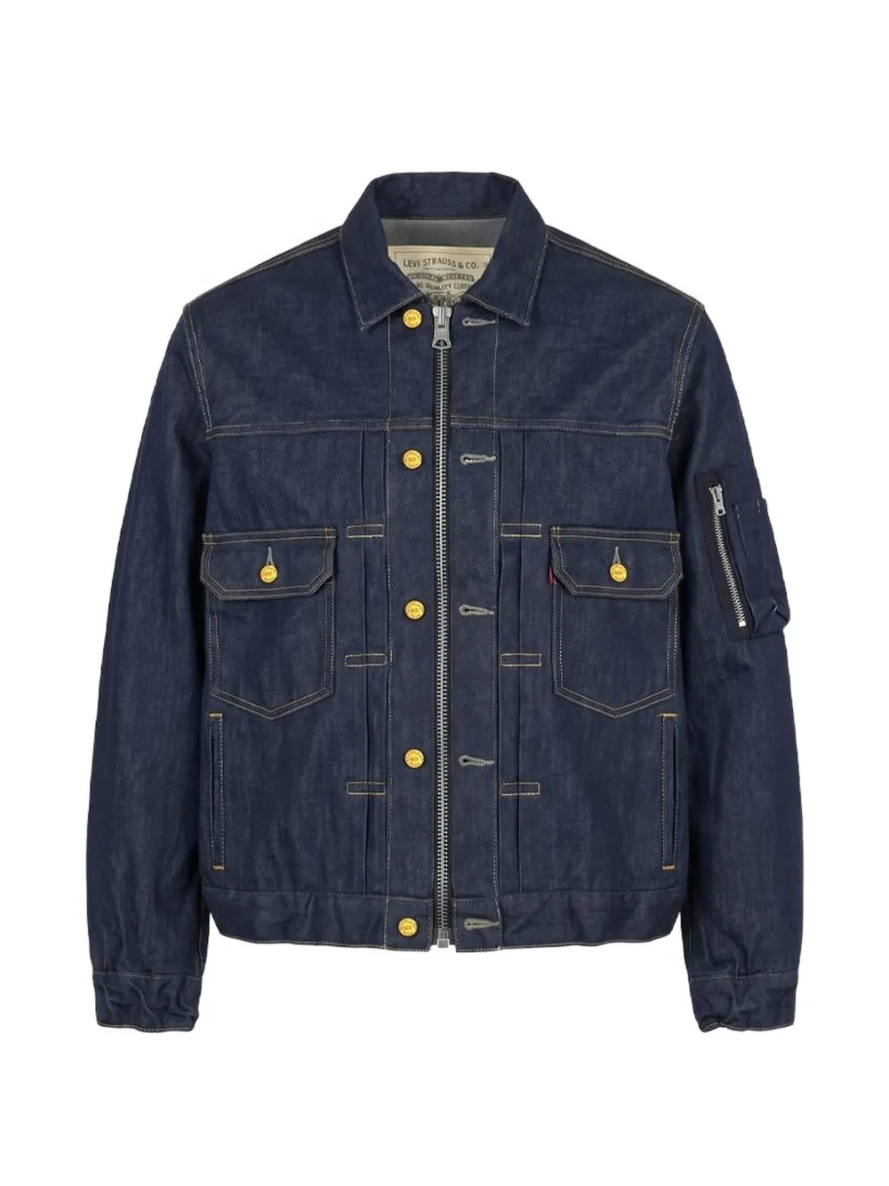 Sacai x Levi's zip-up panelled denim jacket Blauw