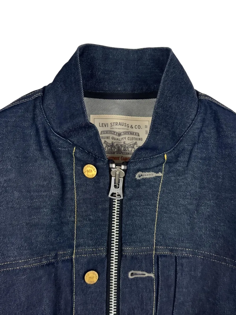 sacai x Levi's zip-up panelled denim jacket Blauw