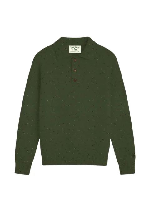 MC2 Saint Barth military green Alfie wool blend donegal knit polo
