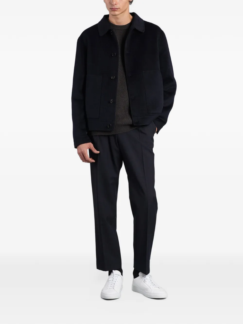 Low Brand button-up patch-pocket jacket Blauw