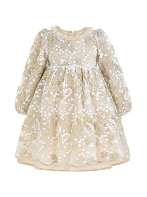 Sweet Cactus floral-embroidered ruffled midi dress