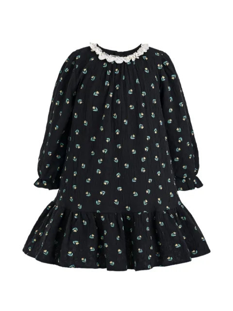 Sweet Cactus floral-print lace-collar midi dress