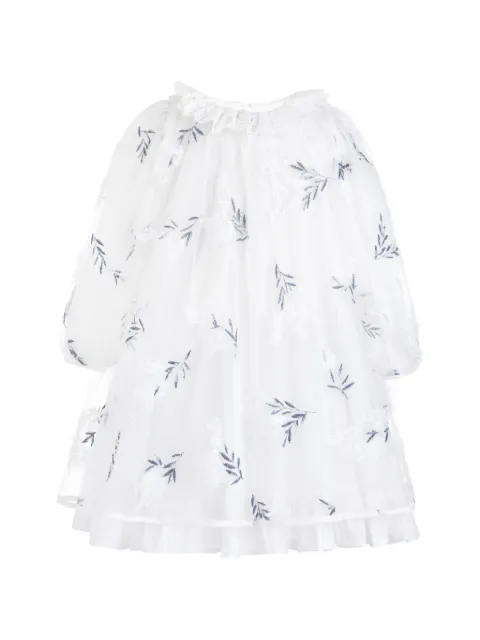 Sweet Cactus floral-embroidered ruffled midi dress