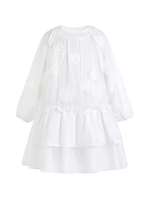 Sweet Cactus tiered floral-appliqué mini dress