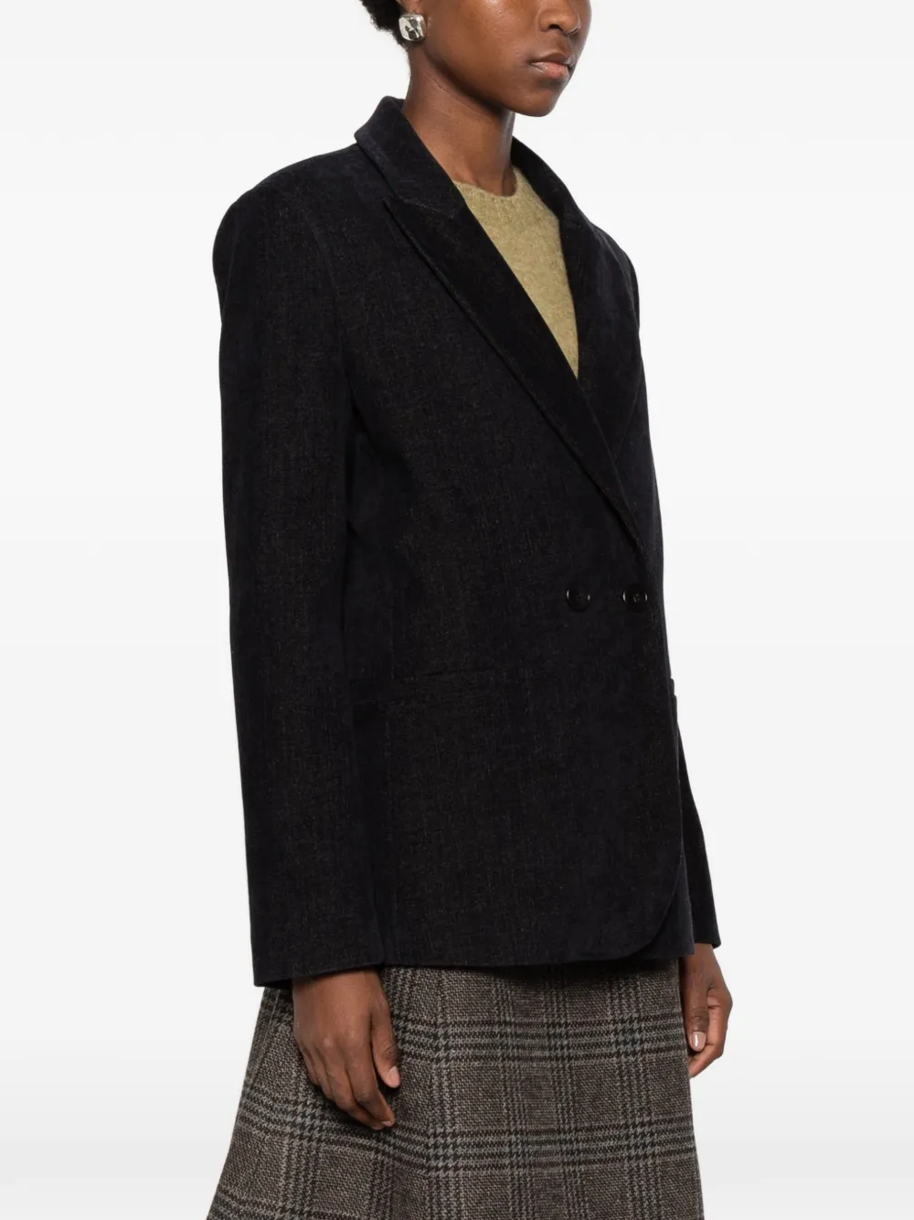 NINA 14.7 double-breasted peaked-lapel blazer Blauw