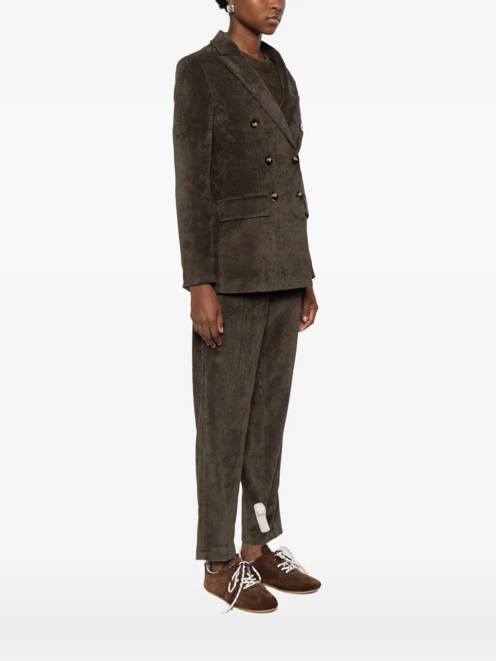 NINA 14.7 double-breasted corduroy blazer Bruin