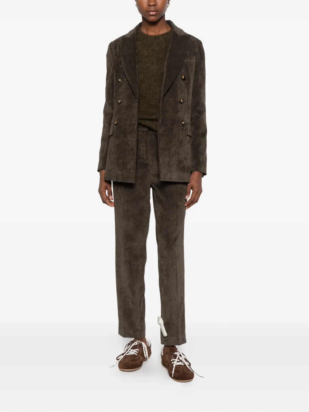 NINA 14.7 double-breasted corduroy blazer Bruin
