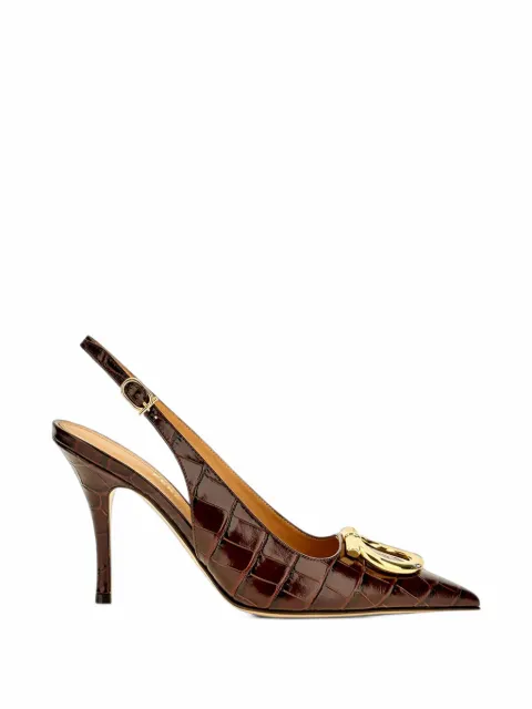 Ferragamo escarpins à effet peau de crocodile et bride arrière