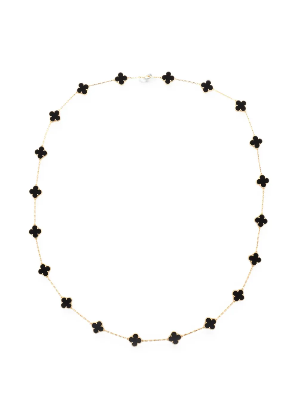 Van Cleef & Arpels Pre-Owned Vintage Alhambra 18kt Gelbgoldhalskette mit Onyx und 20 Motiven