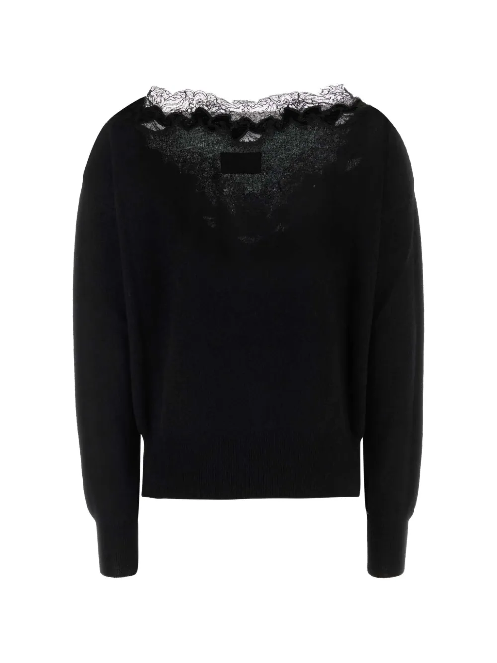 Ermanno Scervino lace-trim cashmere sweater Zwart
