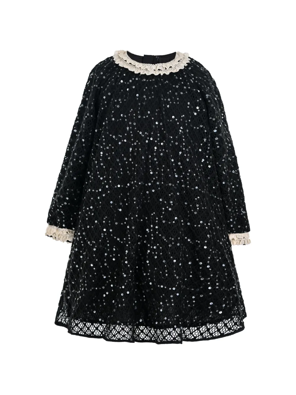 Sweet Cactus sequin-embellished lace-trim midi dress - Nero