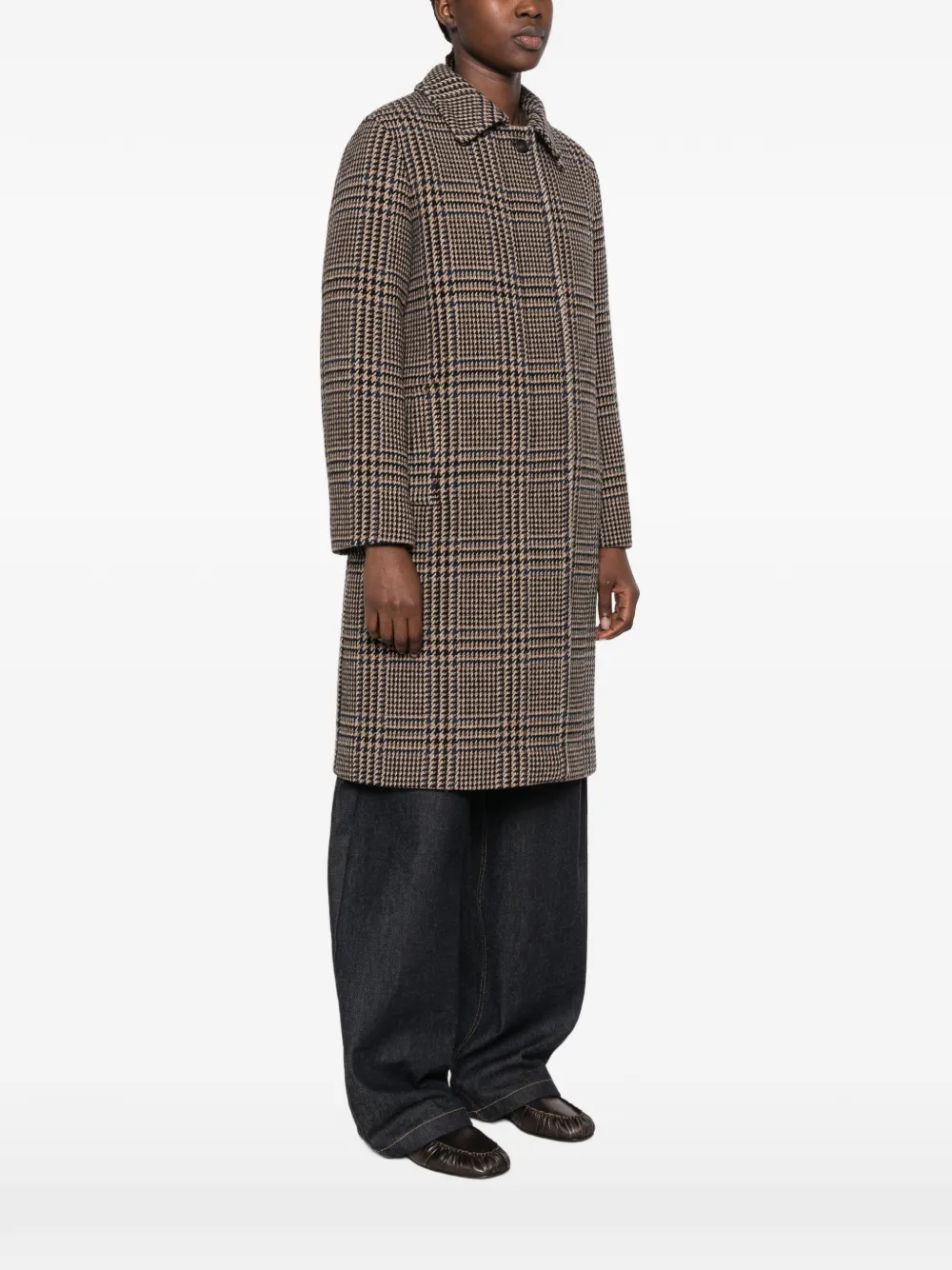 Tagliatore Prince of Wales-check single-breasted coat Beige