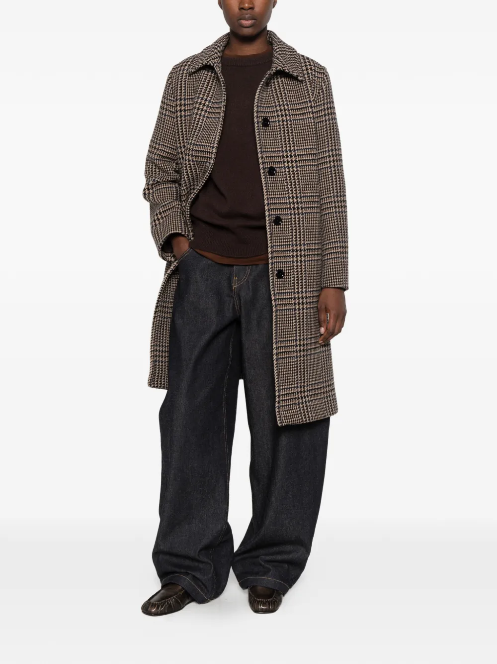 Tagliatore Prince of Wales-check single-breasted coat Beige